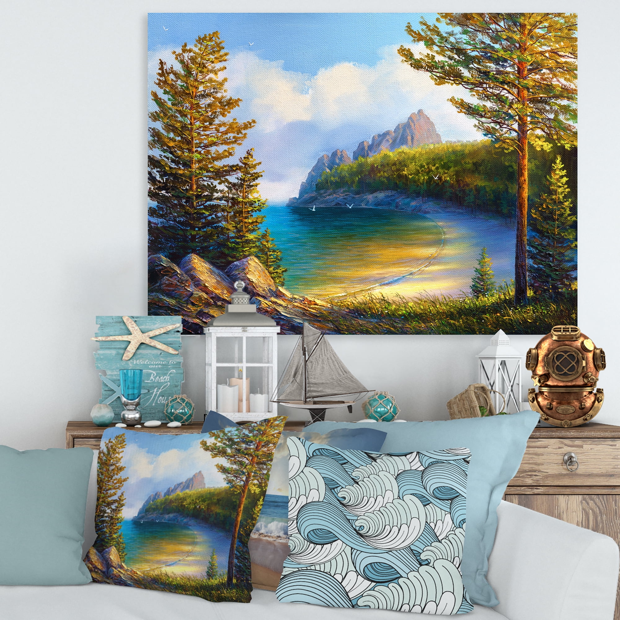 Designart ' Sunrise By The Wild Beach ' Nautical & Coastal Canvas Wall Art Print