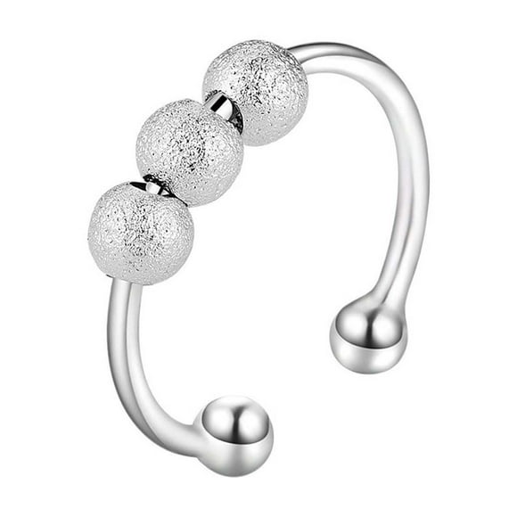 Anxiety Rings for Men and Women with Spinning Beads, Open Finger Ring Design for Stress Relief, Adjustable Size from US 5-12