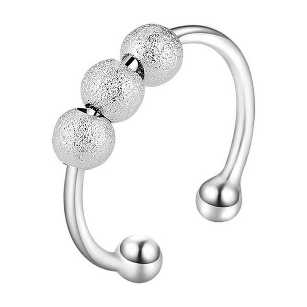 Anillos para la ansiedad para hombres y mujeres, anillos abiertos con cuentas, anillos para aliviar el estrés, joyas para la ansiedad y el estrés.