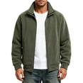thumbnail image 2 of BRGZLK Men's Fleece Jacket Stand Collar Full Zip Long Sleeve Baggy Plus Size Warm Coat with Pockets Fall Winter Fashion Coats 2026 Army Green 4XL, 2 of 5