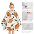 thumbnail image 6 of Colorful Footballs and Stars Pattern Blanket Hoodies for Kids 6-13YR Oversize Wearable Blanket Hoodies for Boys Girls Teens, 6 of 7