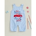 thumbnail image 3 of BemeyourBBs Newborn Baby Boy Girl My First 4th of July Outfit Patriot Independent Day Clothes Summer Romper Overall Sleeveless Plaid Letters USA Flag in Truck Printed Jumpsuit Overalls Shorts, 3 of 8