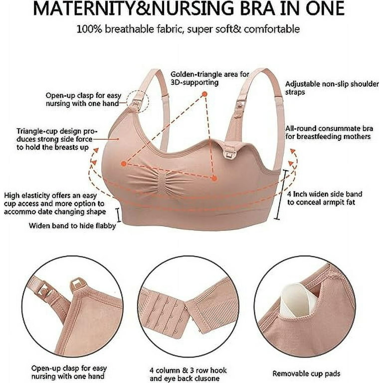 HBlife Nursing Bra 5 Pack Womens Maternity Breastfeeding Bra