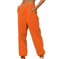 thumbnail image 3 of WTXUE Womens Jogger Pants, Sweatpants Women's Thin High Waisted Loose Comfortable High Waisted Jogging Pants with Pockets Casual, Scrub Pants Slacks, 2-Orange, 3 of 6