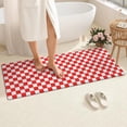 thumbnail image 4 of Red White Checkerboard Checkered Pattern Bathroom Rugs Mat,Non Slip Microfiber Bathroom Rug,Rubber Backing,Soft Bathroom Mats for Bathroom Floor,Tub and Shower,60x24in(150x60cm), 4 of 5
