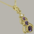 thumbnail image 3 of LBG 18k Yellow Gold Natural Amethyst & Cubic Zirconia Womens Bohemian Pendant & Chain - Chain length 18, 3 of 5