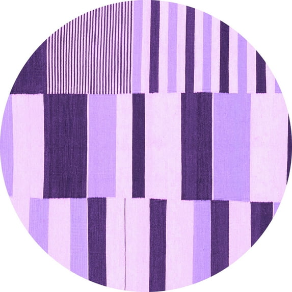 Ahgly Company Indoor Round Abstract Purple Modern Area Rugs, 5' Round