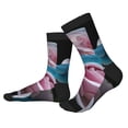 thumbnail image 2 of Pofeuu Blue Lipped Pit Viper And Three Pink Roses Print Crew Socks, Adult Running Hiking Socks for Youth and Adult, 2 of 7