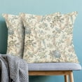 thumbnail image 5 of Chinoiserie Pillow Covers 16x16 Set of 2, Blue Green Birds Flowers Throw Pillow Covers Linen Vintage Farmhouse Chinoiserie Decor Cushion Case Chinoiserie Home Decor for Couch Sofa, 5 of 6