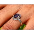 thumbnail image 5 of Heaven Crafts Oval Amethyst Ring 925 Silver Ring Dainty February Birthstone Stackable Ring Handmade Boho Ring, 5 of 6