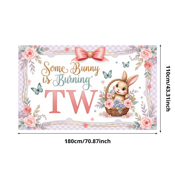 Pastel Style Bunny Birthday Banner for Kids Spring Easter Party Decoration
