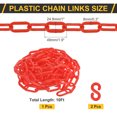 thumbnail image 2 of Plastic Chain Links, 1.9-Inch 10 Foot Barrier Chain with S-hooks, Red, 2 of 7