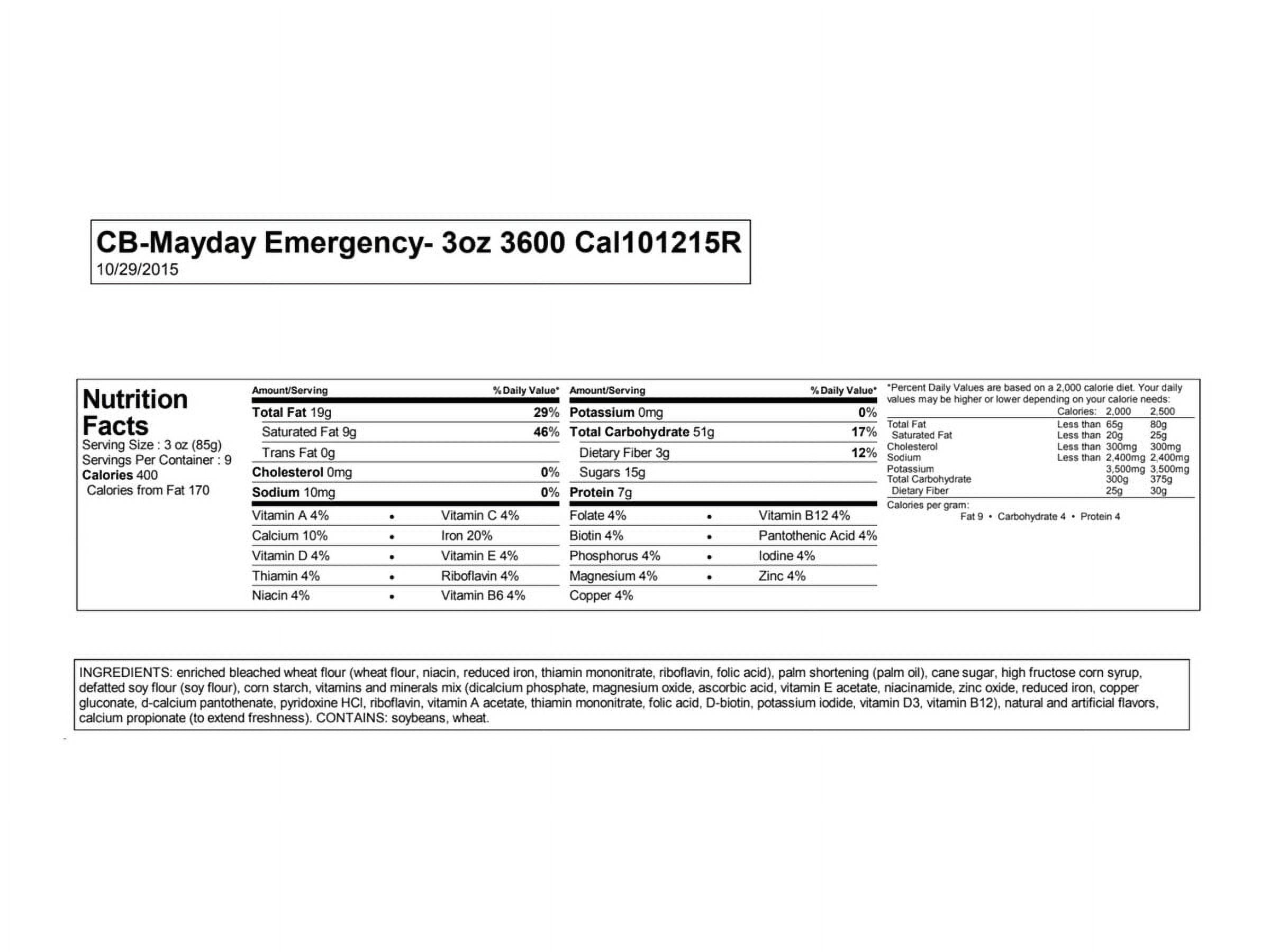Mayday Emergency Food Ration 3600 - Protein bar - 26.7 oz (pack of 20)