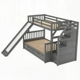 thumbnail image 3 of Twin over Full Bunk Bed with Drawers, Storage & Slide, Gray, Safe & Secure with High Guardrail & Ladder Handrails, 3 of 12