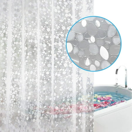 Wendana EVA Shower Curtain Liner with Free Hooks,Mold&Mildew Resistant Waterproof Anti-Bacterial 72x72''PVC Free, Non Toxic, Eco-Friendly,Odorless 3D Pebble Bathroom Curtains,