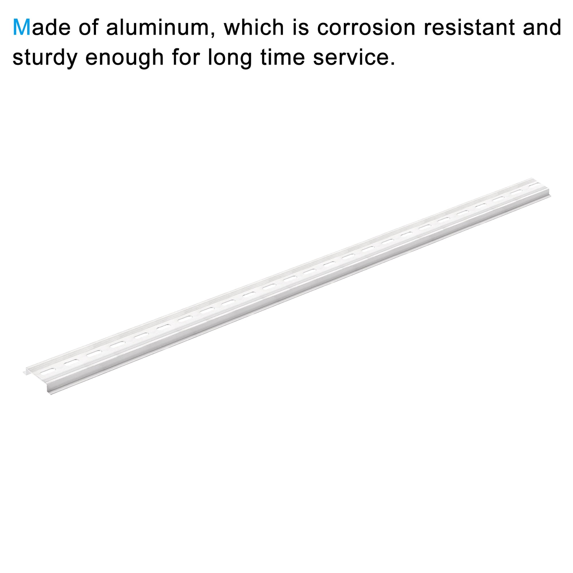 Uxcell 500x35x7.5mm DIN Rail Slotted Aluminum Mounting Guide Silver Tone 5 Pack
