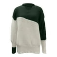 thumbnail image 6 of Sweaters For Women Casual Loose Knit Pullover Top Long Sleeve Crew Neck Color Matching Fall Winter Comfortable Daily Wear Womens Sweaters Green M, 6 of 6