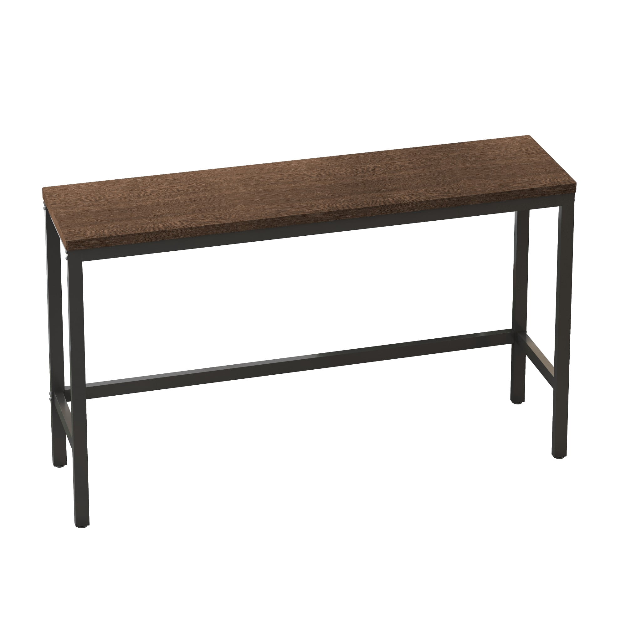 BSHTI 60.24" MDF Dining Room Table Set with Metal Frame, 3 Stools, Space-Saving Design for Kitchen Dining Room(Dark Brown)