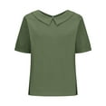 thumbnail image 2 of Uooqdmx Womens Tops Casual, Gauze Tops for Women, Womens T Shirts Loose Fit, Peter Pan Collar Shirt Women, Linen Shirts for Women, Green L, 2 of 7