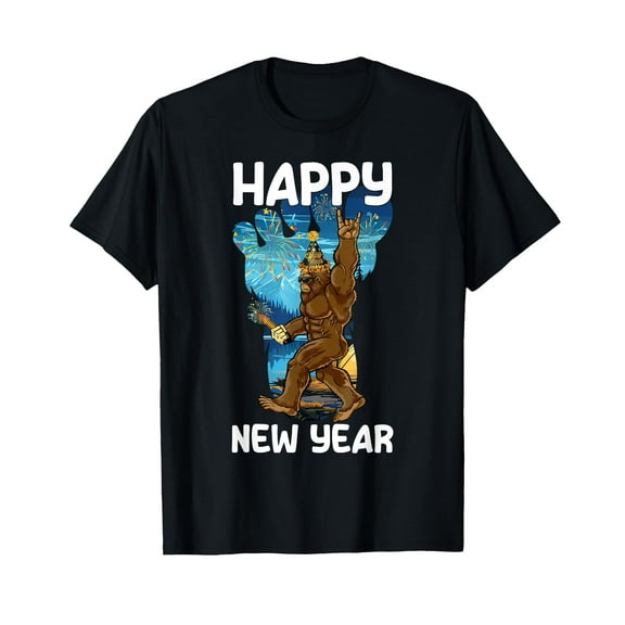 Retro Happy New Year 2025 Bigfoot Lovers New Years Eve Party T-Shirt
