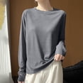 thumbnail image 2 of Ke1Clo Women's Long Sleeve Tops Casual Fashion Crew Neck Comfy Pullover Loose Solid Ribbed Knit Sweater Blouse Dark Gray XL, 2 of 5