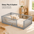 thumbnail image 2 of Miniyam Twin Size Floor Bed with High Safety Fence for Kids, Gray, 2 of 7