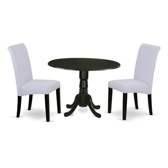 East West Furniture Dublin 3-piece Wood Dining Set in Black/Grayish Blue