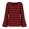 thumbnail image 4 of HLKJKLS Long Sleeve Shirts For Women 3/4 Bell Sleeve V Neck Pressed Pleated Solid Color T Shirt Cotton Like Spring Winter Black M-4Xl, 4 of 8