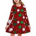 thumbnail image 3 of Little Girls Christmas Dresses Kids Trees Deer Print Long Sleeve Party Princess Dress Size 6-7T, 3 of 3