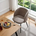 thumbnail image 3 of NORDICANA Accent Chairs Set of 2 Fuzzy Sherpa Dining Chairs with Barrel Back Faux Fur Armchairs Upholstered Black Metal Leg, Living Room Chairs (Light Brown), 3 of 7
