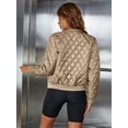 thumbnail image 2 of Eilly Bazar Classic Bomber Jacket for Women Quilted Female Zip Up Short Jacket Khaki XL, 2 of 5