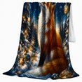 thumbnail image 2 of Red Fox Snowy Forest Under Golden Moon Magical, Festive Holiday Scene, Warm Flannel Blanket for Cabin and Lodge, Art Lovers Housewarming Gift, Festive Home Decor, 2 of 9