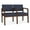 Castillo Batik Blue, variant on Lenox Wood Reception Waiting 2-Seat Tandem Seating / Walnut Wood / Black