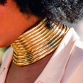 thumbnail image 4 of LMTODLFG Adjustable African Statement Choker Snap Necklaces Bangle Jewelry Set Egypt Long Neck Collar Chunky Wide Leather Bracelet Stud Earring for Women Clearance Sale, 4 of 9
