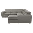 thumbnail image 3 of Lazzara Home Logan 122.5 in. W 4-Piece Chenille Upholstery Sectional Sofa in Brown with Pull-out Bed and Adjustable Headrests, 3 of 5