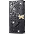 thumbnail image 2 of Compatible with Google Pixel 4A 5G Case Glitter Leather Flip Wallet Diamond Butterfly Shockproof Case with Card Holder Stand Case for Google Pixel 4A 5G / Pixel 5XL Crystal Black, 2 of 14