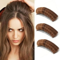 3Pcs Invisible Fluffy Hair Pad, Volume Fluffy Princess Styling Increased Hair Pad, Hair Bun Invisible False Hair Clip, Hair Bump Clip for Volume (Light Brown)
