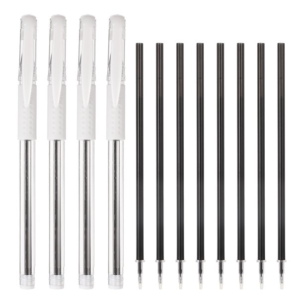 Bolígrafos de Gel, 4 Piezas de 0.5mm con 8 Recargas, Tinta de Secado Rápido, No Manchan (Negro)