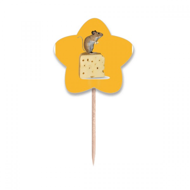 Esquema del queso del ratón Selección de pastelitos Star lable Flag en palillos de dientes