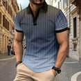 thumbnail image 2 of Mens Manga Corta Botón Abajo Camisas Patchwork Fallow Patrón Cuello Redondo Deportes Top para Diario, 2 of 6