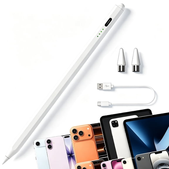 Stylus Pen for iPad 6-11th, Fast Charging Touchscreen Stylus Pencil Compatible with iPhones,Sumsung Glaxey, Android Phones and Tablets with 1.5mm Fine Tip,Power Indicator,Magnetic Attachment