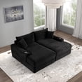 thumbnail image 3 of Furniture of America Cafein Contemporary Chenille Indoor Double Chaise with USB Port, Black, 3 of 7