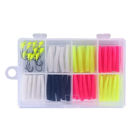 BQBQERT Fishing Lures Set Includes Jig Head Hook Split Tail Grub Worms Fishing Tackle