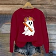 thumbnail image 3 of Funny Halloween Sweatshirts for Women Long Sleeve Crewneck Cute Ghost Skeleton Pumpkin Graphic Sweatshirt Pullover Top, 3 of 4