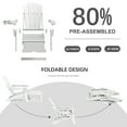 thumbnail image 4 of 2PCS Folding Adirondack Chair with Retractable Ottoman, HDPE All-Weather Resistant Adjustable Backrest Adirondack Chair w/4 in 1 Cup Holder Trays, White, 4 of 7