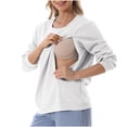 thumbnail image 2 of FRSASU Nursing Sweatshirt Long Sleeve Round Neck Breastfeeding Shirts Zipper Maternity Pumping Tops Pregnancy Cotton Pullover White, 2 of 9