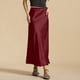 thumbnail image 2 of Falda larga de satén y seda para mujer, cintura alta y ribete de encaje, cintura elástica, para cócteles, bodas y todas las estaciones., 2 of 6
