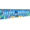 Ushinemi Happy Birthday Banner Baby Shark Theme Party Decorations Supplies Ocean Under the Sea Themed Sign for Kids Boy Girl, 9.8x1.6ft