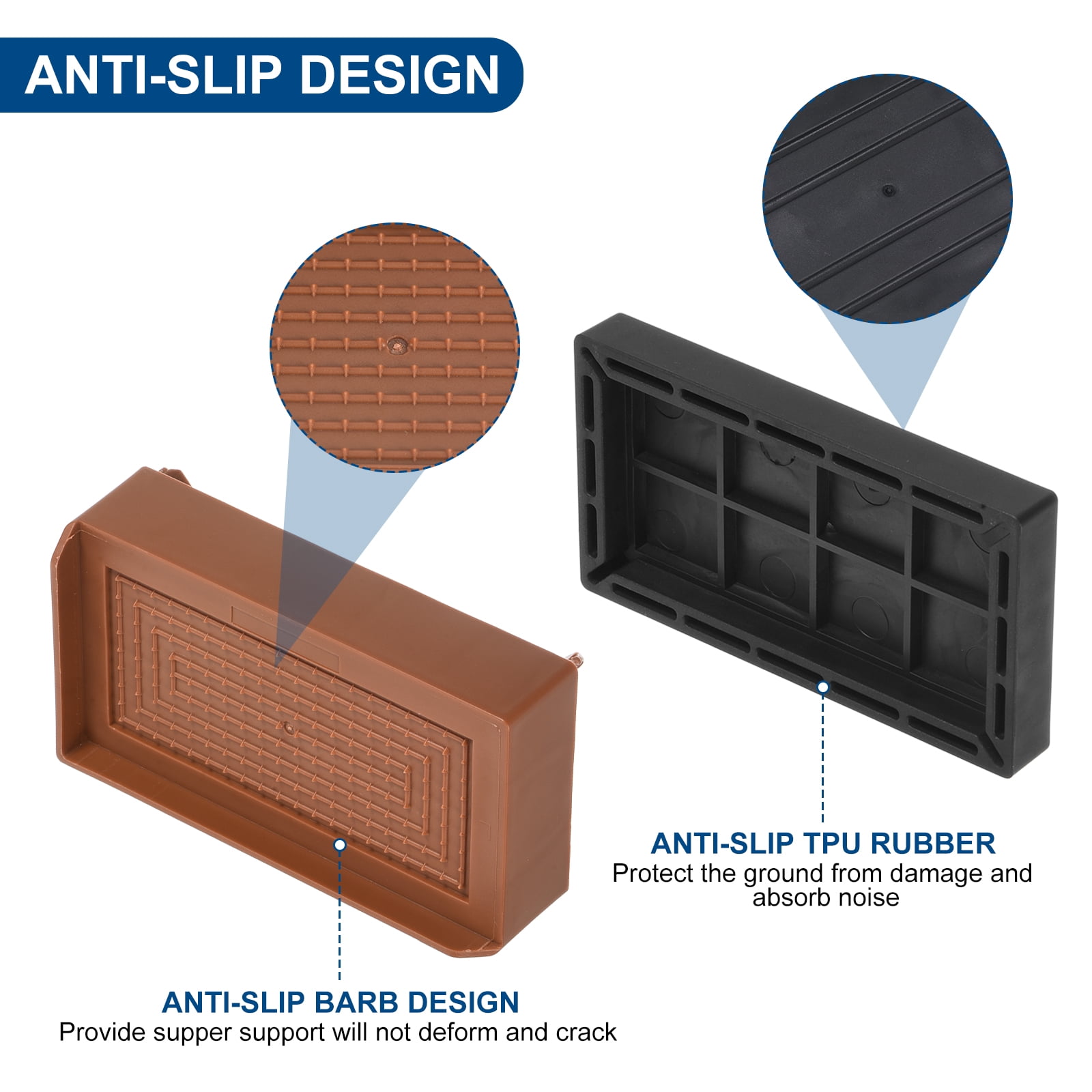 Unique Bargains Furniture Risers Bed Square Bed Risers Adjustable Couch Lifter Block Brown 4.5" x 2.4" x 3"