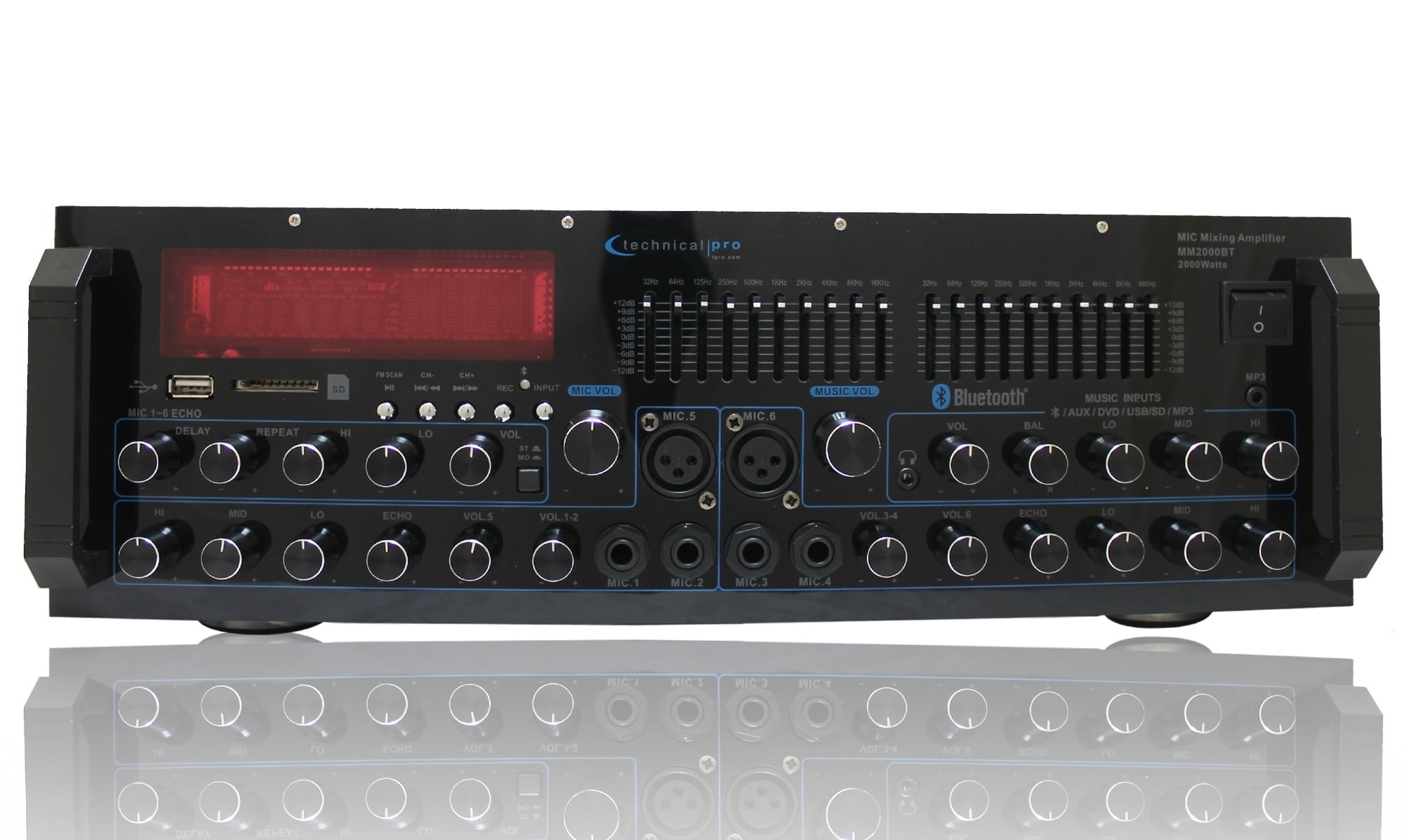 Technical Pro DJ Karaoke Professional Mixer and Amplifier w/ Builtin Bluetooth with Effects and